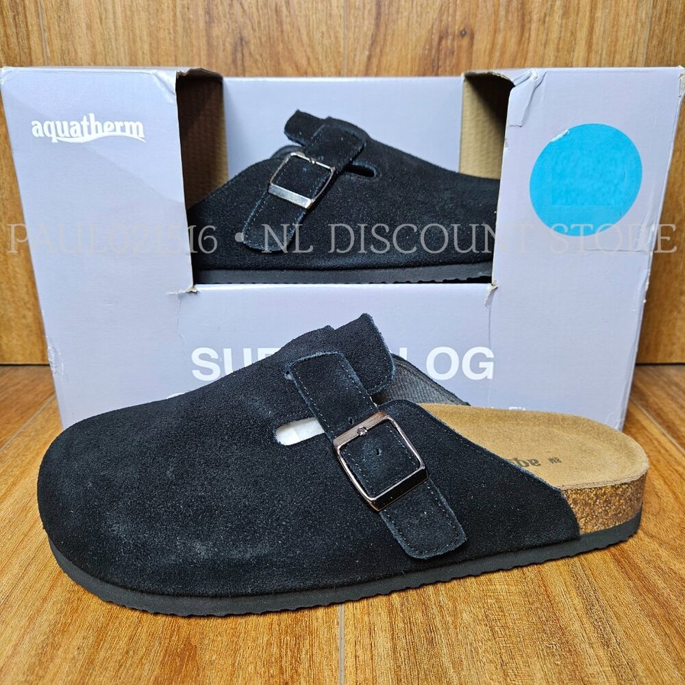 AQUATHERM Women's Suede Clog Shoes ~ Black ~ Various Sizes